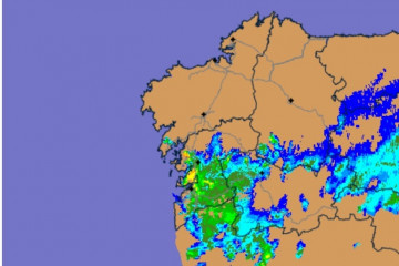 Evolución de tormentas en Galicia a las 18,25 horas (16,25 hora UTC) del 28 de abril de 2026