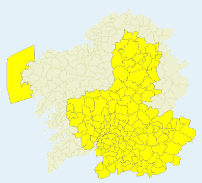 Zonas con aviso de tormentas el miu00e9rcoles por la tarde entre las 12 y las 21 horas