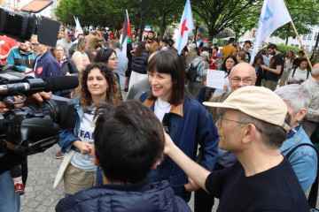 Ana Pontón, en la manifestación del Primero de Mayo de la CIG en A Coruña.