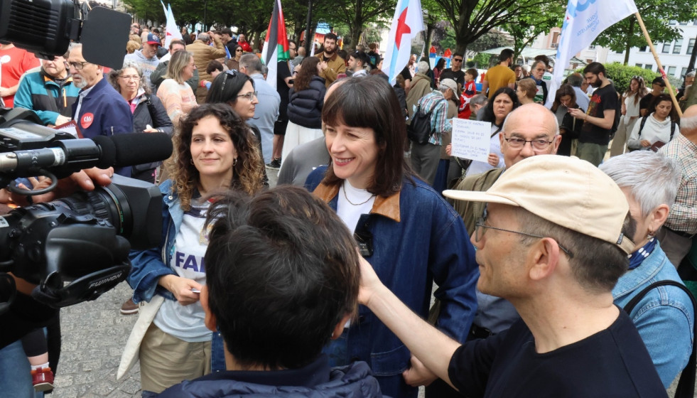 Ana Pontón, en la manifestación del Primero de Mayo de la CIG en A Coruña.