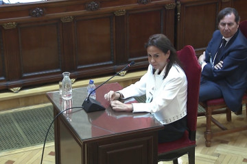 La expresidenta de Adif Isabel Pardo de Vera, durante su declaración como testigo en el Tribunal Supremo en el juicio de las mascarillas, en Madrid (España).