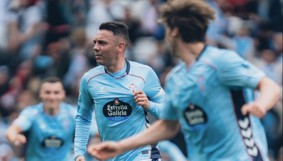 Aspas celebra su gol frente al Elche