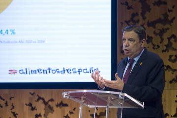 Archivo - El ministro de Agricultura, Alimentación y Pesca, Luis Planas, durante la presentación del ‘Informe del Consumo Alimentario en España 2020’, a 3 de junio de 2021, en CaixaForum, Madri