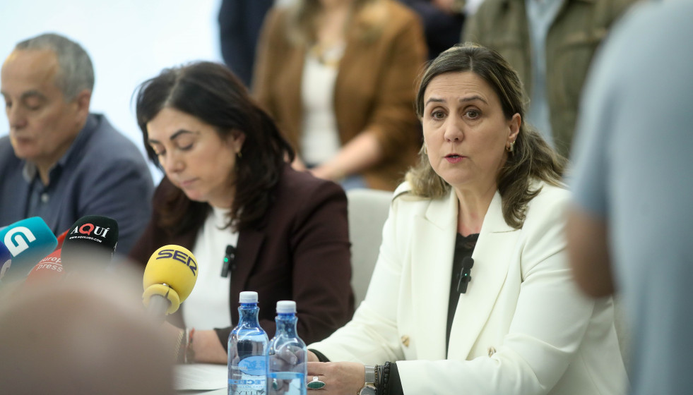 Elena Candia y María Reigosa en la comparecencia conjunta en la que presentaron la moción de censura.