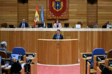 El conselleiro de Emprego, José González, en el pleno del Parlamento