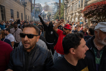 Manifestación en Vigo por el bloqueo del convenio provincial del Metal, en la primera de las seis jornadas de huelga convocadas por los sindicatos, a 7 de mayo de 2026.