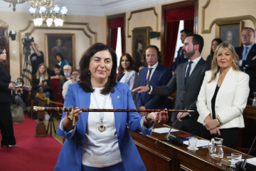 La nueva alcaldesa de Lugo, Elena Candia, tras prosperar la moción de censura.