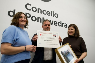 El periodista José Precedo recibe el XXII Premio Xornalistas de Liberdade de Prensa en Pontevedra, a 9 de mayo de 2026.