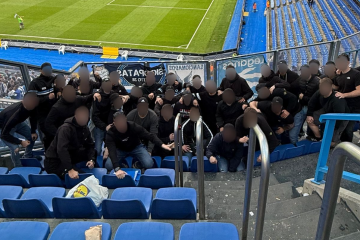 Los ultras del Leganés en Riazor en una imagen de @Ghetto28Ultras