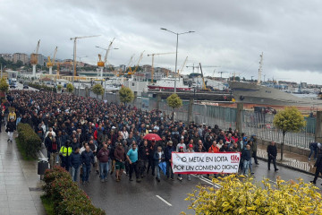 Imagen de la manifestación del metal de este martes.