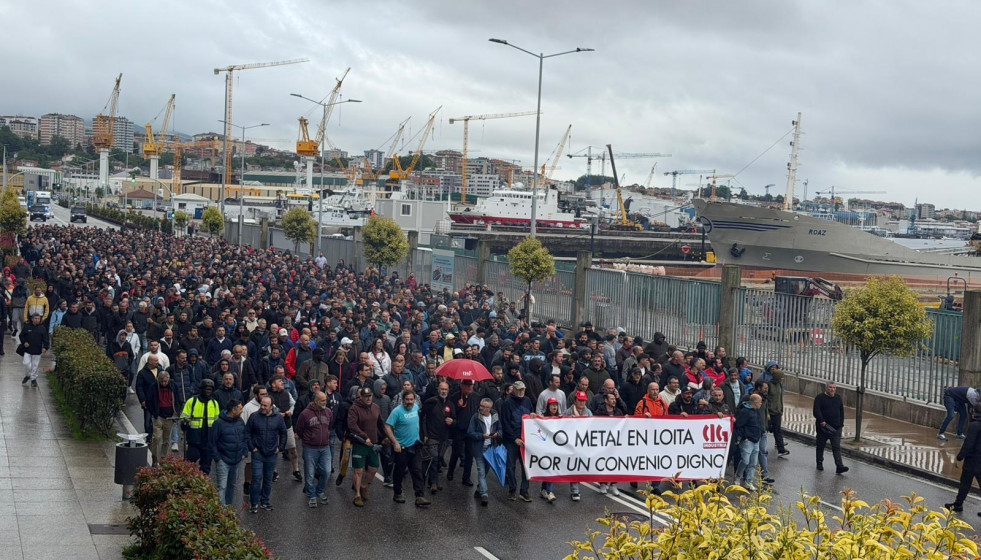 Imagen de la manifestación del metal de este martes.
