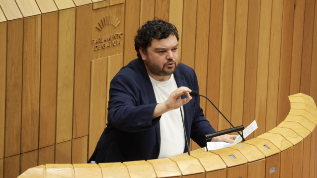 El portavoz de sanidad del PSdeG, Julio Torrado, en su intervención parlamentaria.