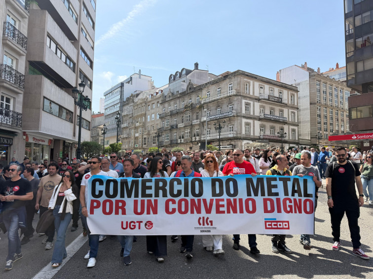 El comercio del metal de Pontevedra se revuelve con otra huelga, donde CIG, CC.OO. y UGT se mantienen unidos