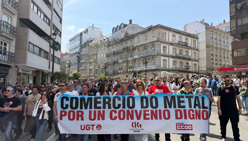 Imagen de la manifestación de este jueves en Vigo.