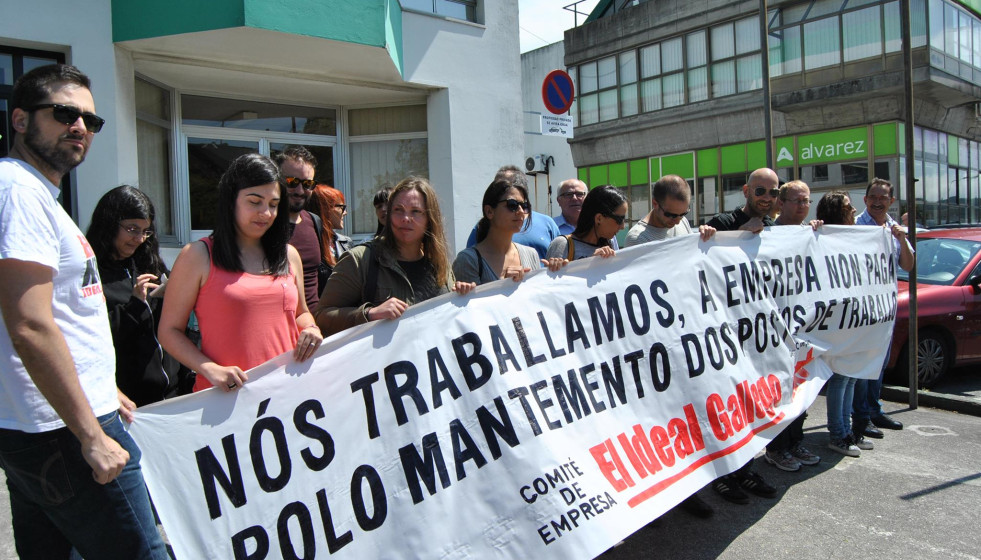 Una protestas de los trabajadores en El Ideal Gallego