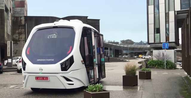 Shuttle autónomo 100% eléctrico desarrollado por el Centro Tecnológico de Automoción de Galicia (CTAG).