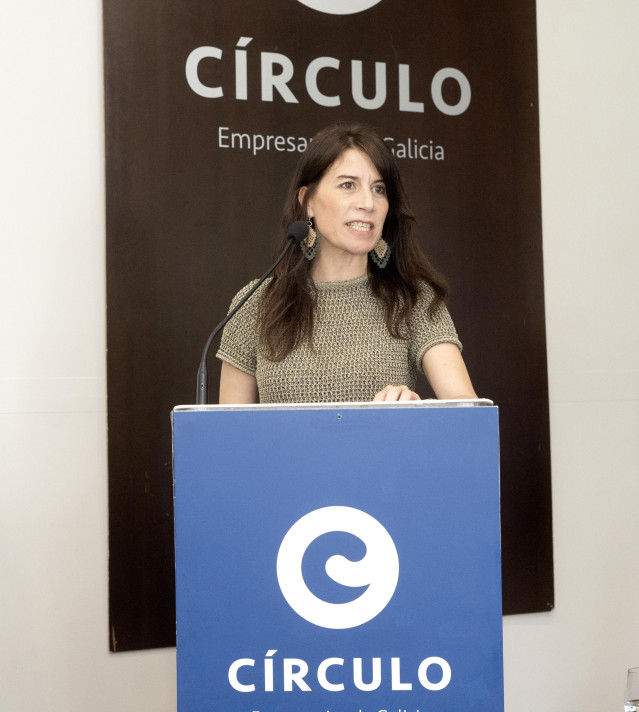 La conselleira de Vivenda e Planificación de Infraestruturas, María Martínez Allegue, en un almuerzo coloquio con empresarios en Vigo, a 27 de mayo de 2026.
