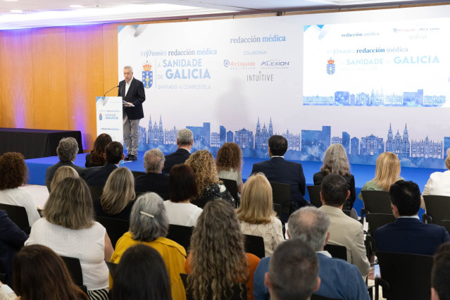 El conselleiro de Sanidade, Antonio Gómez Caamaño, en la VI Edición de los precios Redacción Médica a la sanidad de Galicia.