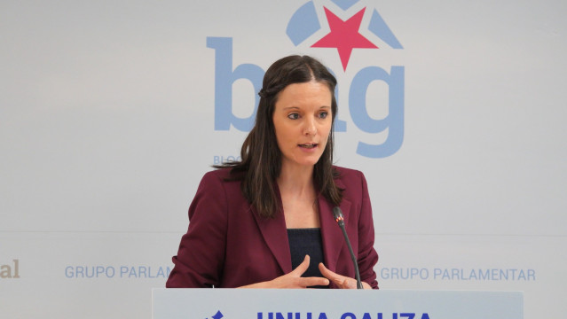 La viceportavoz parlamentaria del BNG, Olalla Rodil, en rueda de prensa.