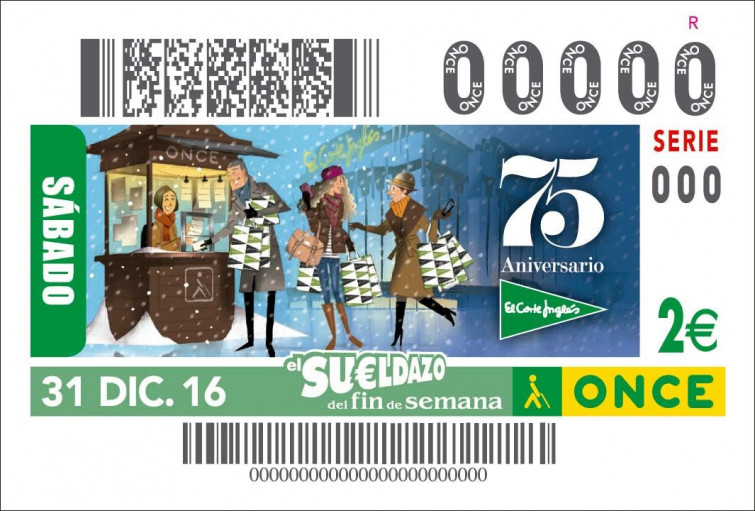 ​La ONCE dedica el último cupón de este año al 75 aniversario de El Corte Inglés