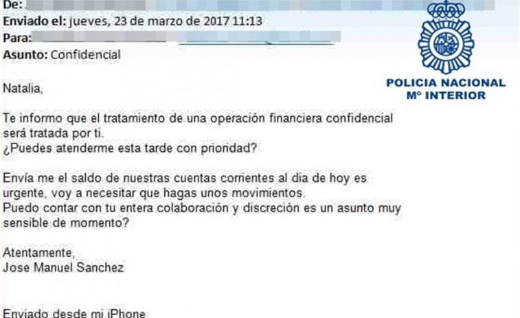 La Policía alerta de una nueva modalidad de estafa: El 'fraude del CEO'