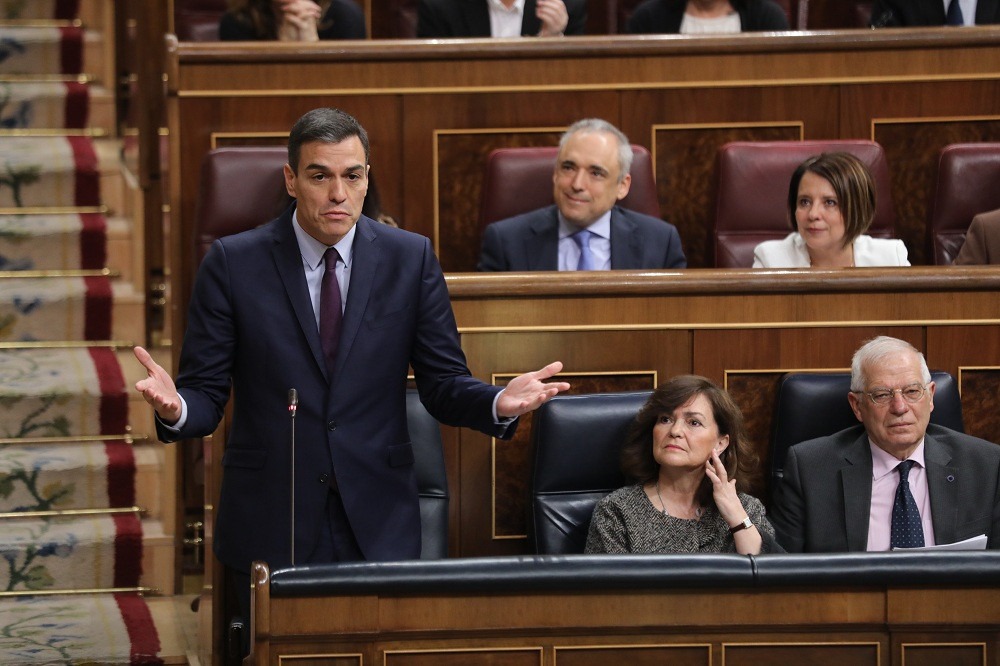 El presidente del Gobierno Pedro Sánchez interviene durante la sesión de control al Gobierno