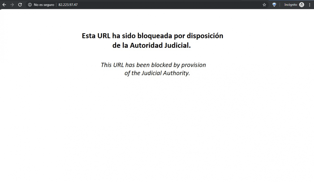 Web de Tsunami Democratic bloqueada