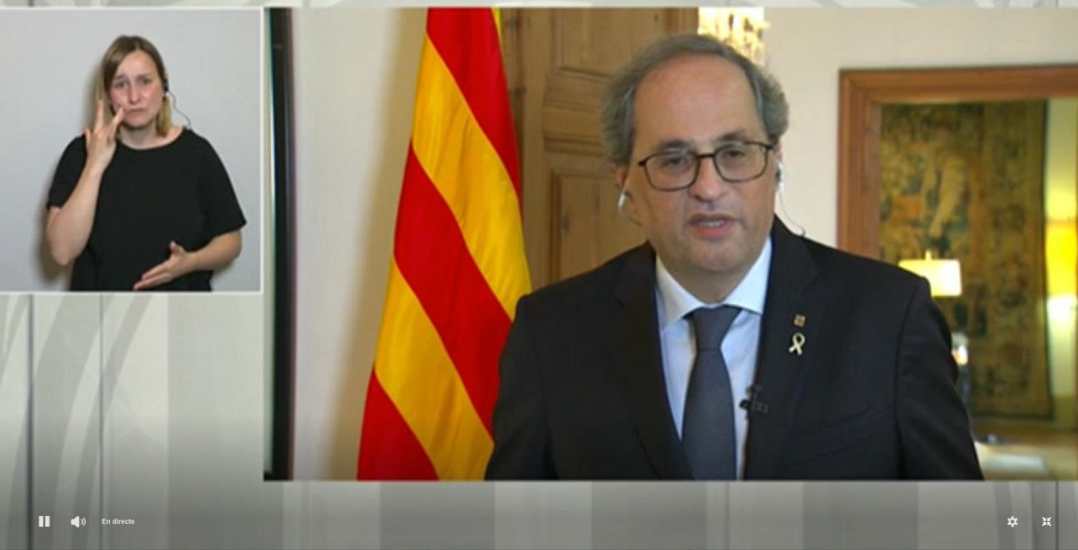 El presidente de la Generalitat, Quim Torra, en la rueda de prensa tras el Consell Executiu