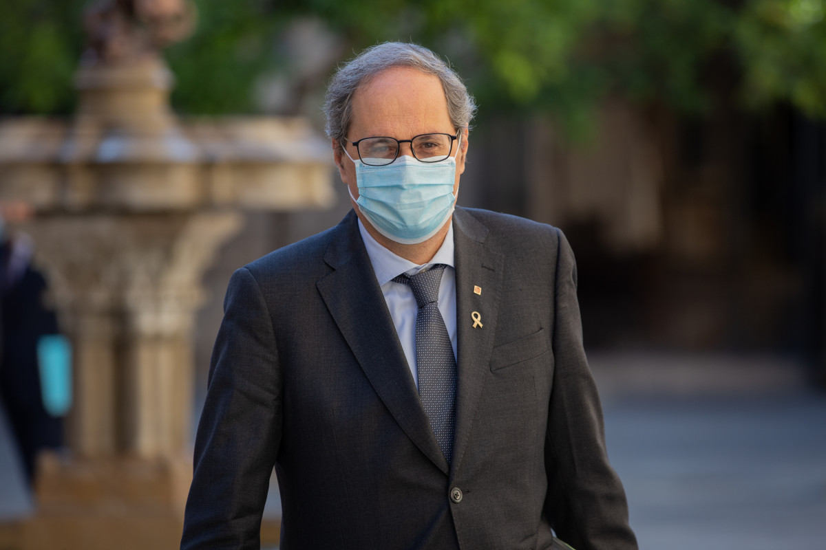 El presidente de la Generalitat, Quim Torra, a su llegada al Palau de la Generalitat.