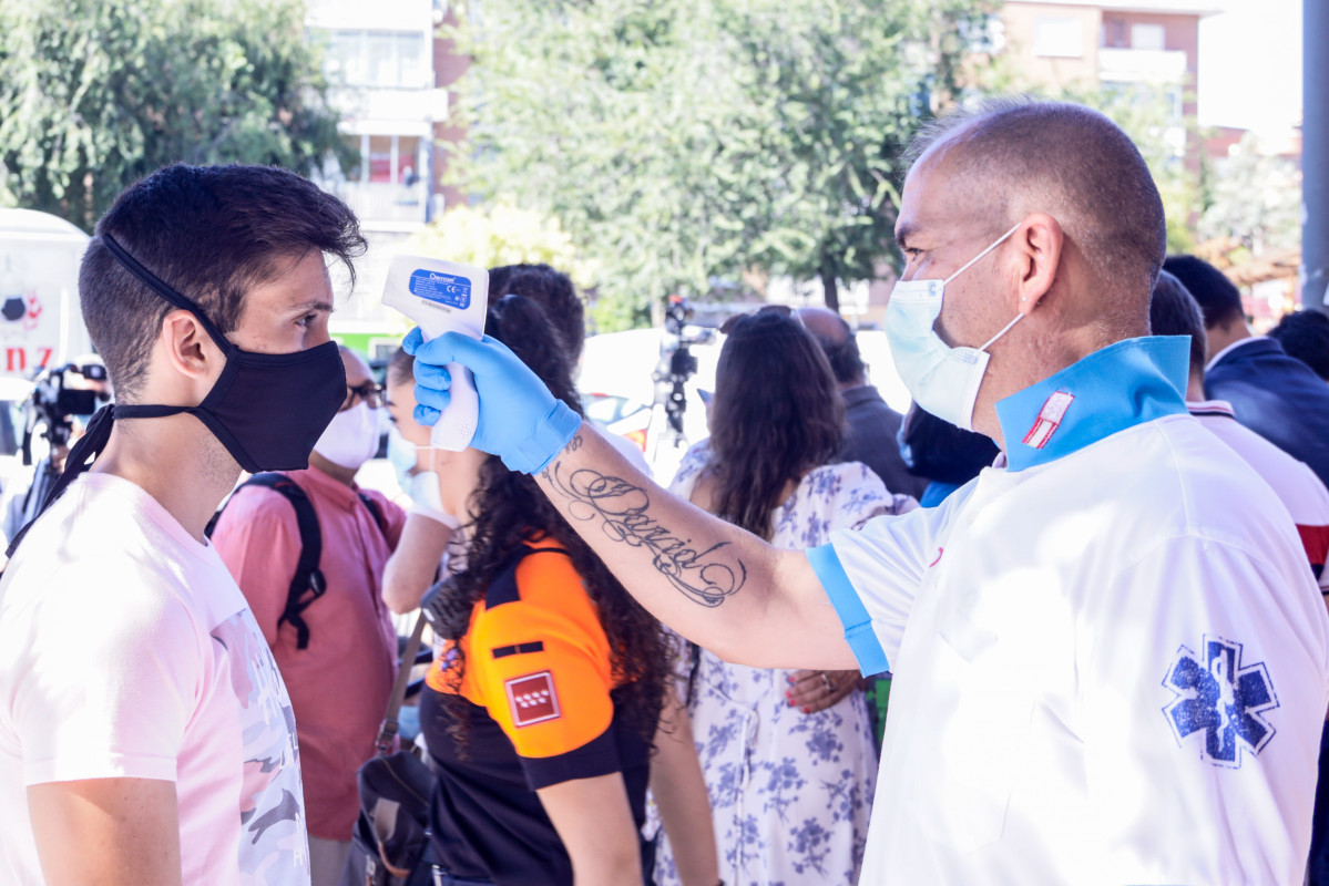 Dispositivo para la realización de pruebas PCR de coronavirus a vecinos de Alcobendas de entre 15 y 49 años, a 21 de agosto de 2020.